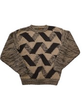 Vintage Saturdays Geometric Knit Sweater Mens Medium Gray Black Textured