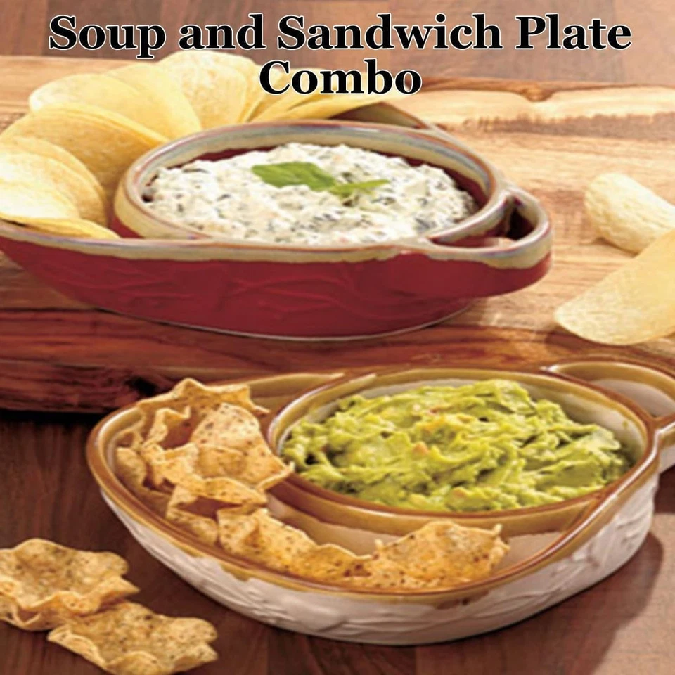 Тарелка для супа и сэндвича комбинированная в форме вентилятора керамическая миска для хлопьев на завтрак - Изображение 3 из 4