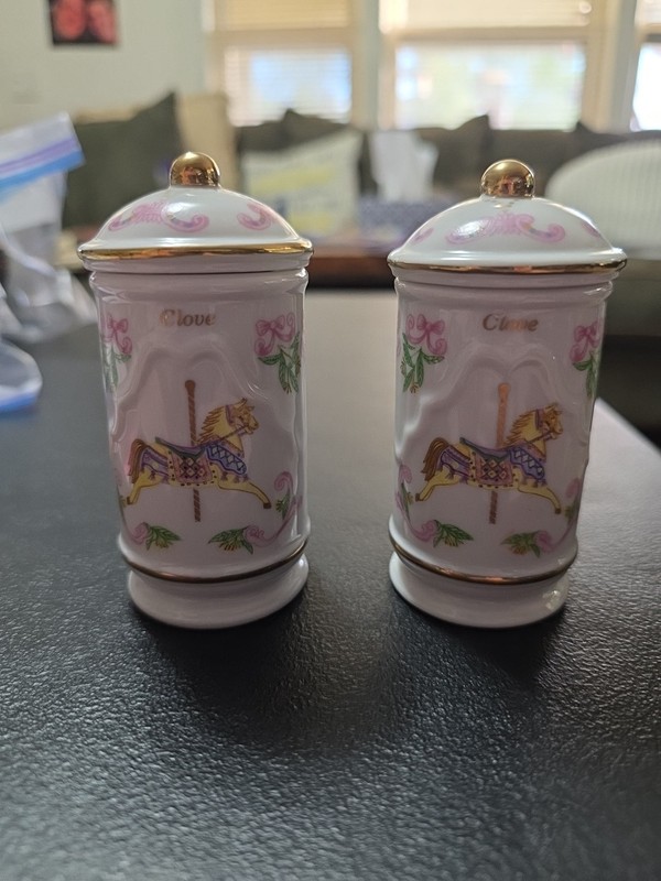 Vintage Lenox Spice Carousel Clove Spice Jars Porcelain