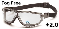 Pyramex V2G Fog Free Clear Lens Safety Glasses with Magnification 2.0