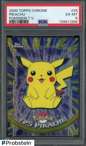 2000 Topps Chrome Pokemon T.V. #25 Pikachu PSA 6 EX-MT
