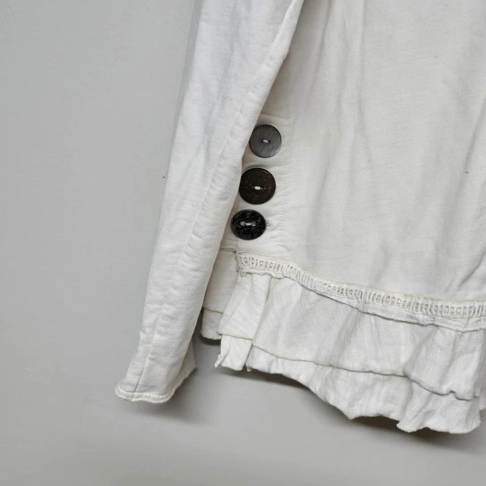 Неоновые Будда бежевый необработанный шов длинным рукавом Джерси оборки верхняя футболка женщин маленький - Изображение 2 из 4