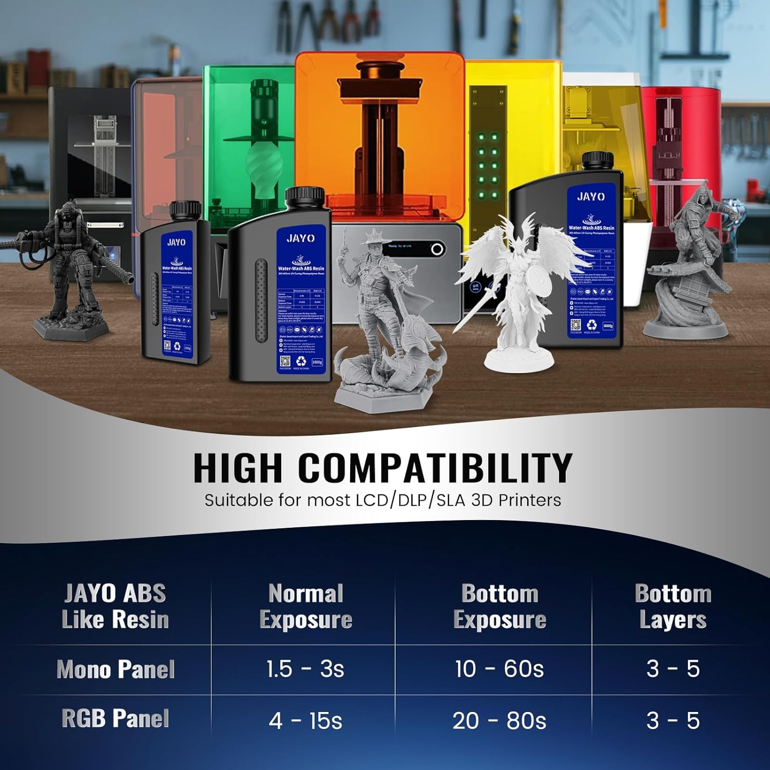 JAYO 1KG Water-Wash ABS Resin Beige 405nm Resin LCD 3D Printer High Strength