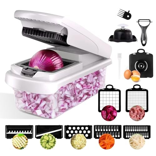 Mandoline cuisine 15-en-1 avec coupe légumes pour cubes et juliennes