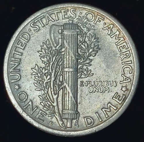 1919-D Mercury Silver Dime/10 Cents ~ HIGH GRADE ~ XF-AU DETAILS - Picture 2 of 2