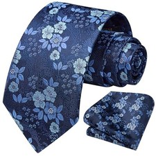 Extra Long Ties for Men Classic Floral Tie and 2XL,70 inches length B1-blue