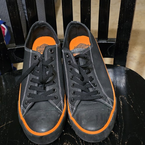 Harley Davidson Black And Orange Low-Top Up Sneaker Mens Size 11 Used