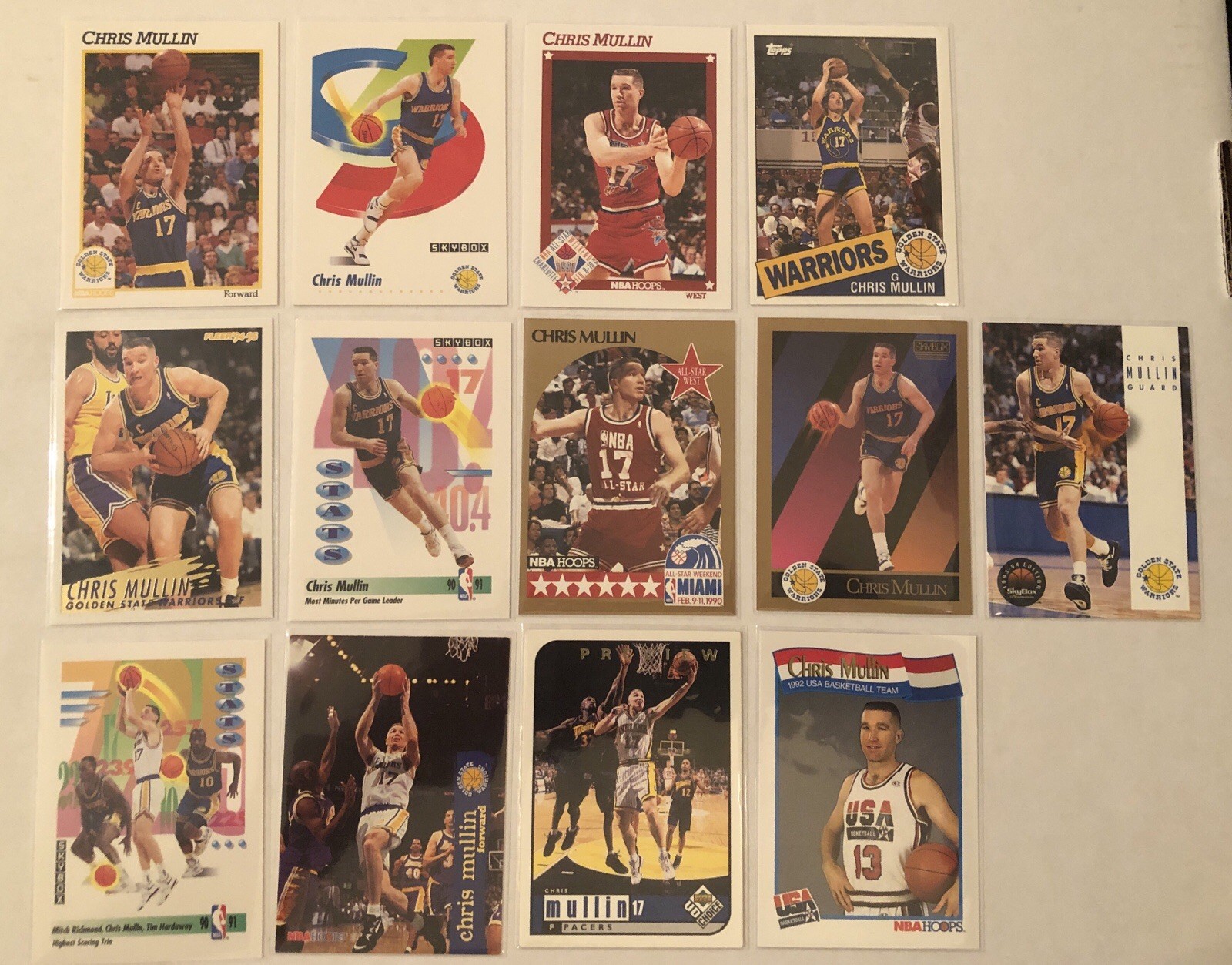 Lot of 13 Chris Mullin Golden State Warriors Basketball NBA Cards