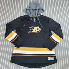 Reebok Anaheim Ducks Hooded Jersey NHL Hockey Team Women’s Large Black