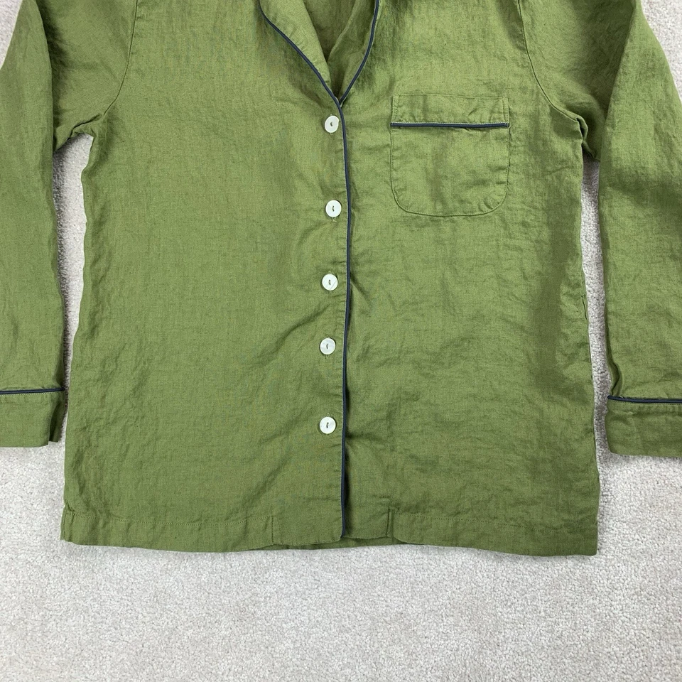 Piglet In Bed Women's Relaxed Fit Linen Pajama Shirt Size XS - Image 3 of 4