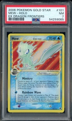 2006 Pokemon Gold Star EX Dragon Frontiers #101 Mew Holo PSA 7 NM