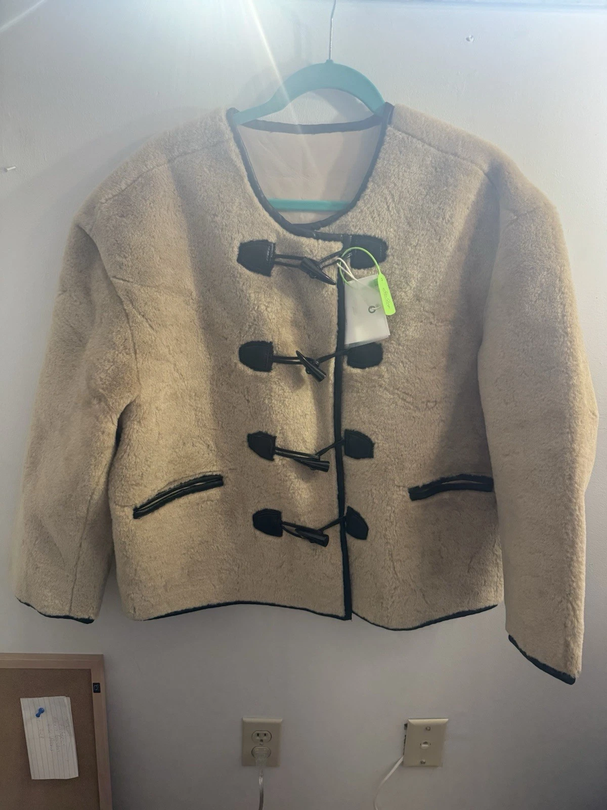 Ladies Shearling Toggle Coat Size Large