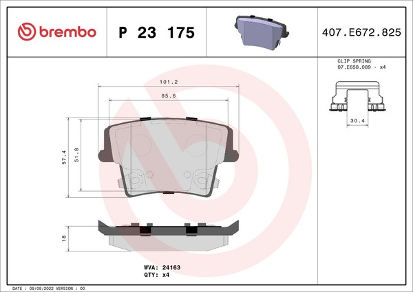 Bremsbelagsatz Scheibenbremse Prime Brembo P 23 175 FüR Chrysler LX 300C Lancia-image