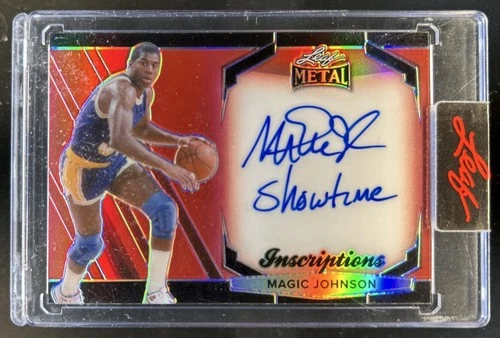 2024 Leaf Metal Inscriptions Magic Johnson Prismatic Red Autograph Auto #56/150
