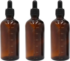 3 Flaconi Da 100 Ml, Vuoti, Ricaricabili, in Vetro Ambrato, Con Contagocce, Cont