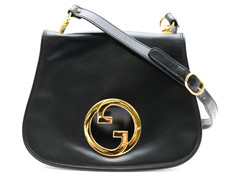 Borsa a tracolla Gucci [Rank A] Blondie borsa in pelle nera oro autentica