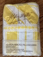 Vintage Pepperell Atelier Martex Percale Standard Pillowcases (2) Yellow Stripe