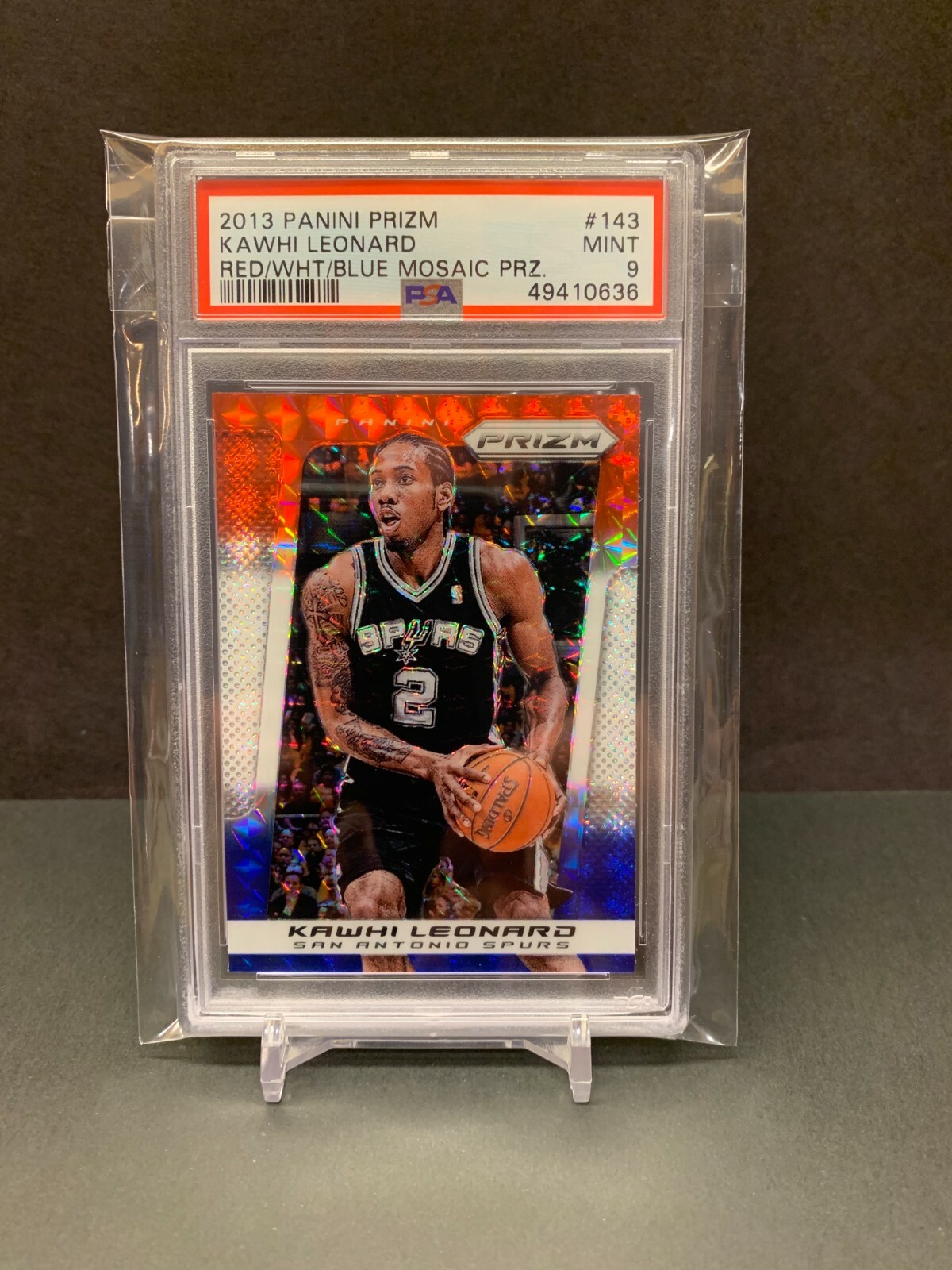 2013-14 Panini Prizm Kawhi Leonard Red White Blue MOSAIC PSA 9 #143 2nd Yr Rare