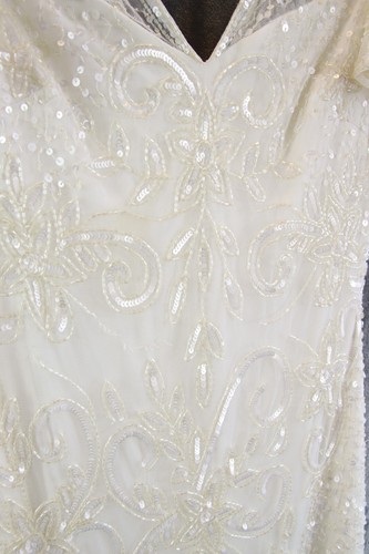 Monsoon Bridal Off White Sequenced Size 8 V Neck Fitted Wedding Dress - Picture 4 of 19