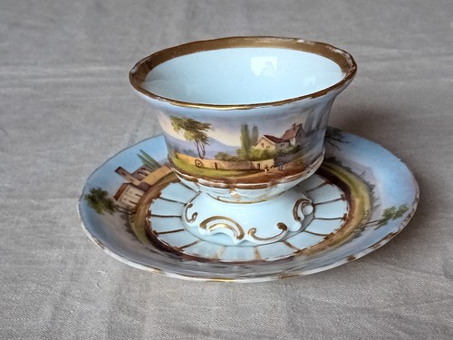 Biedermeier Ansichten Tasse Landschaft 1830