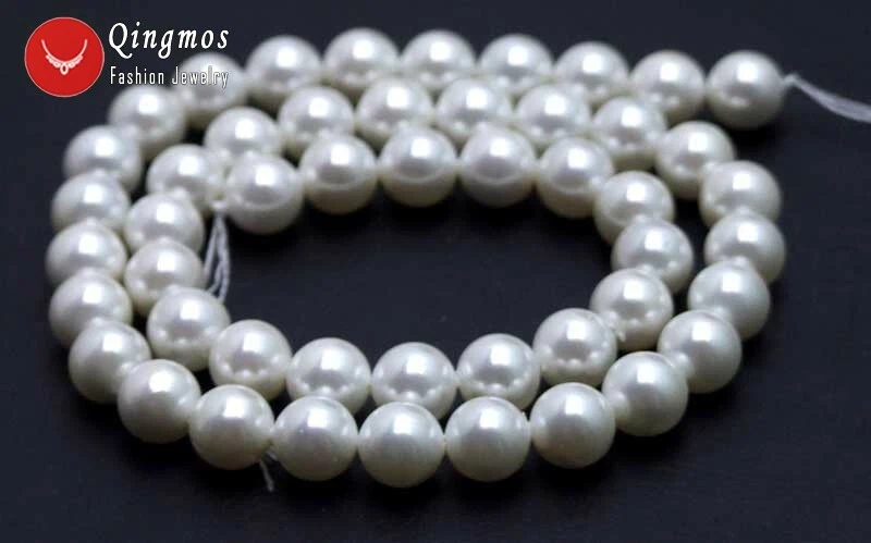 4-16mm Round White Sea Shell Pearl Loose Beads for Jewelry Making DIY Strand 15" - Image 2 of 4