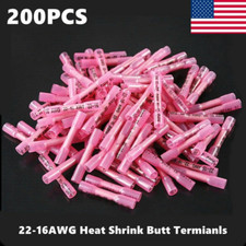 200PCS Waterproof Heat Shrink Crimp Terminals Butt Wire Connectors 22-16 AWG US