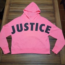 Justice Active Girls LS Crop Hoodie Neon Pink - Size 14/16