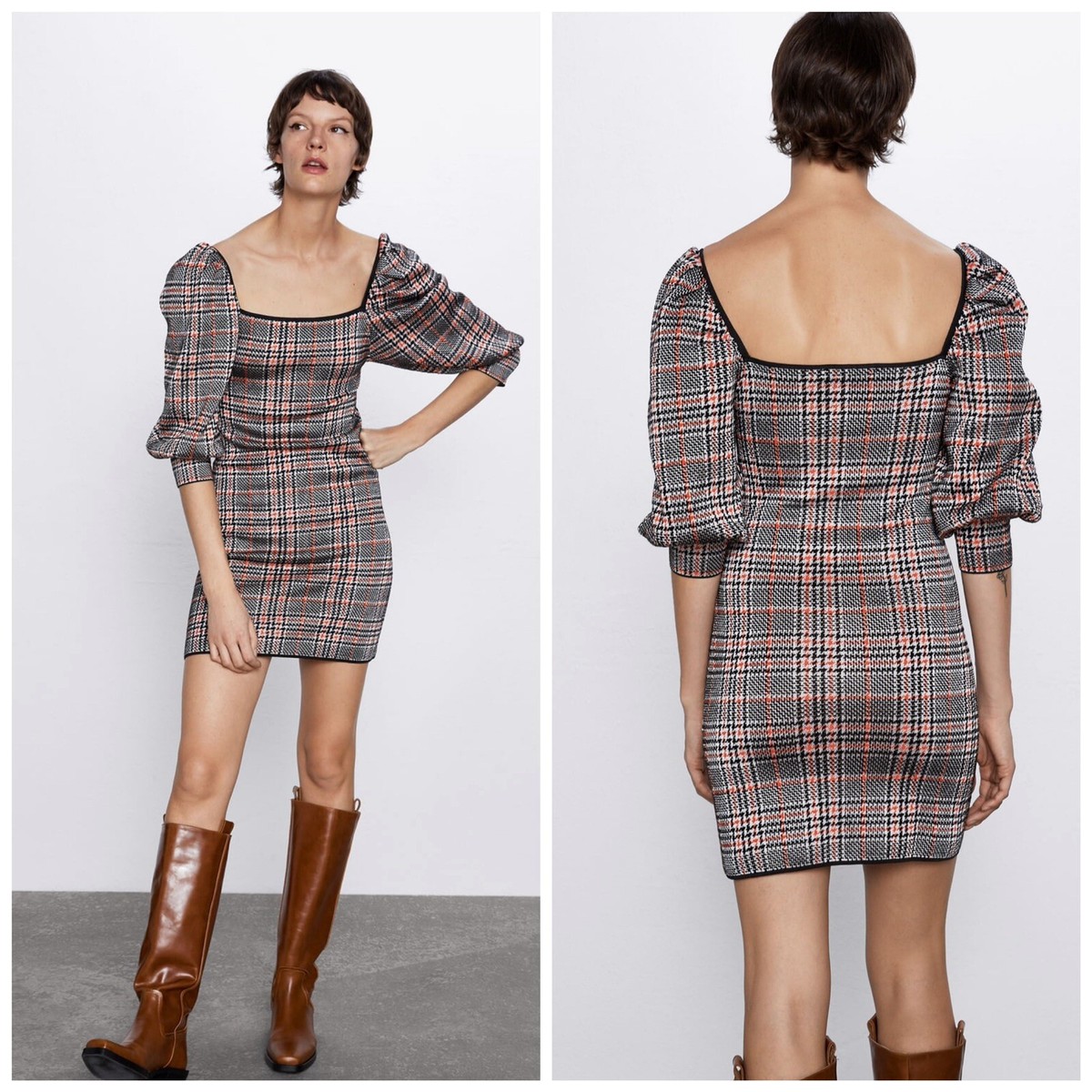 NWT ZARA Plaid Mini Dress Size M | eBay
