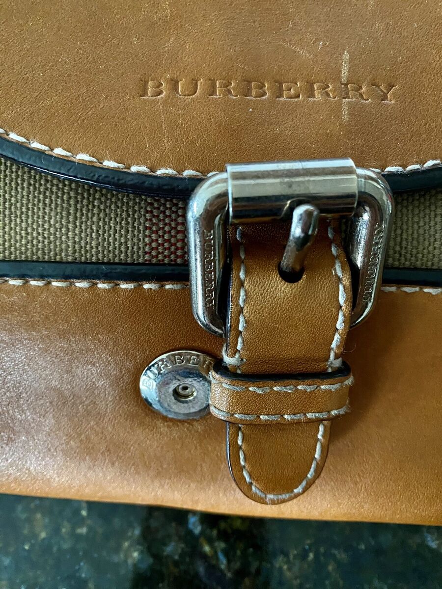BURBERRY 'Henham' Canvas Check Small Crossbody Bag Saddle BURBERRY 'Henham' Canvas Check Small Crossbody Bag Saddle