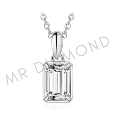 IGI zertifiziert 2,01 ct E VS1 Smaragdschliff Lab Grown Diamant Anhänger 14K Weißgold