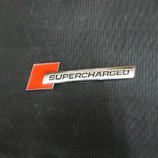 1x Chrome Red Silver SUPERCHARGED Metal Decal Badge Sticker Emblem Engine 3D 4WD
