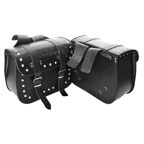 SACS DE SELLE EN CUIR NOIR AVEC GOUJONS - Photo 2 sur 6