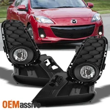 Fits 2012-2013 Mazda 3 Sedan 4-Doors Clear Fog Lights w/Switch + Bulbs + Bezel