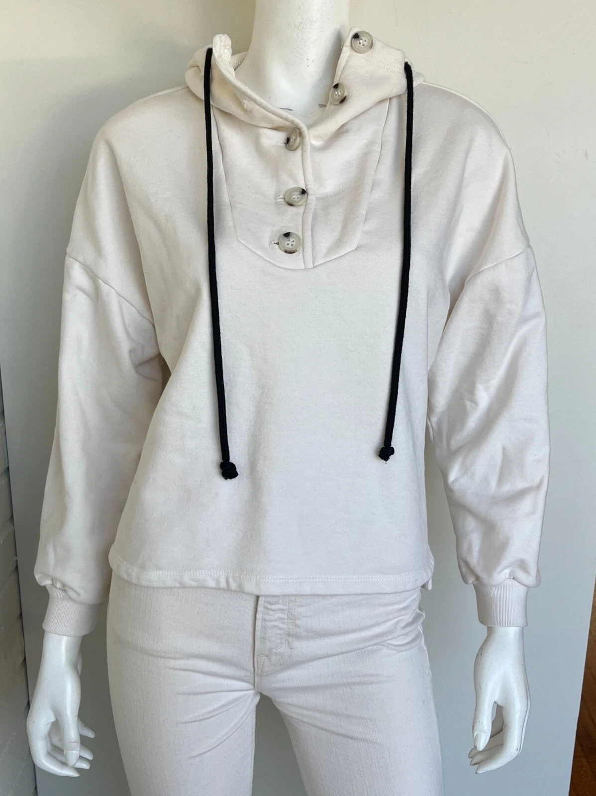 OFF WHITE Felpa anteriore con bottoni The Range avorio taglia XS cotone