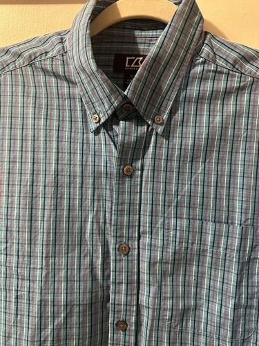 CUTTER & BUCK Blue( Multicolor)Button Shirt - Men's Medium Long Sleeve Striped - Picture 6 of 6