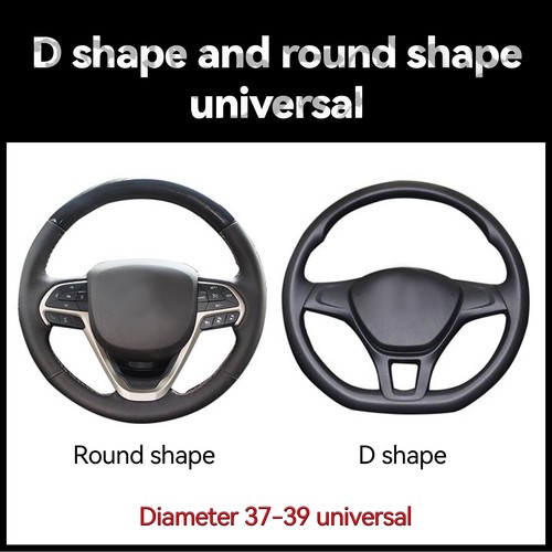Accesorios antideslizantes transpirables para automóvil cuero negro cubierta para volante de automóvil - Imagen 2 de 6