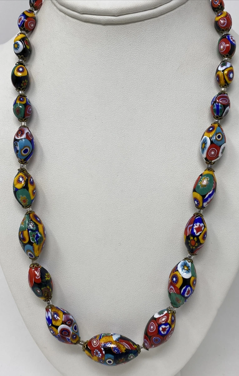 Millefiori murano sale glass bead necklace