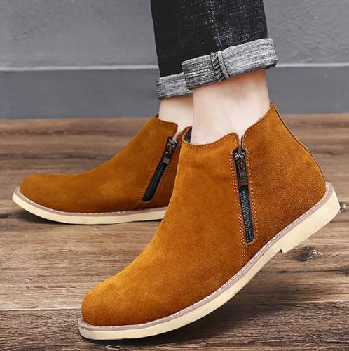 Mens Chelsea Boots Zip Casual High Top 
