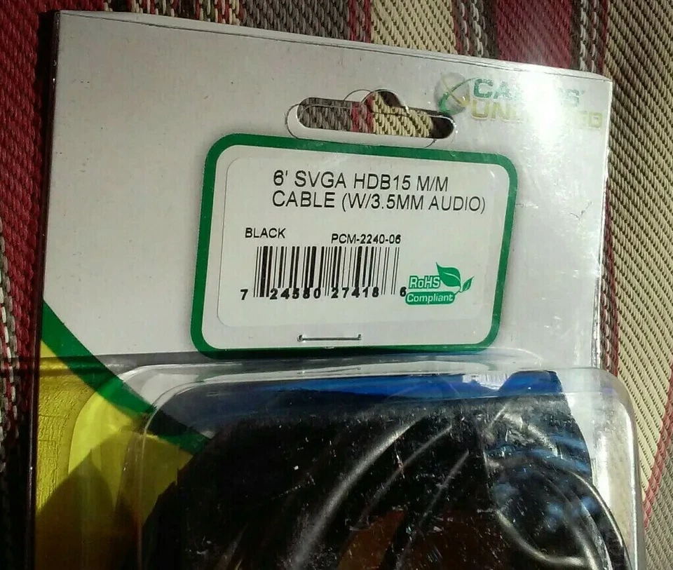 6Ft VGA Cable with Audio 3.5mm AUX Jack Wire Cord Stereo Sound SVGA UXGA Plug - Image 2 of 3