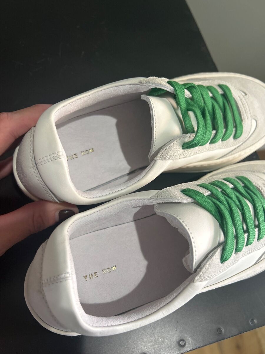 The Row Marley Suede Paneled Leather Sneakers Milk White The Row Marley Suede Paneled Leather Sneakers Milk White