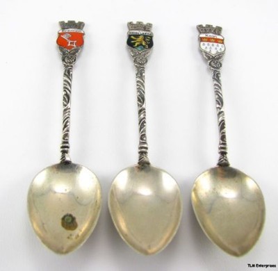 GERMANY SOUVENIR SPOONS - Silver Bremen Koln Heidelberg