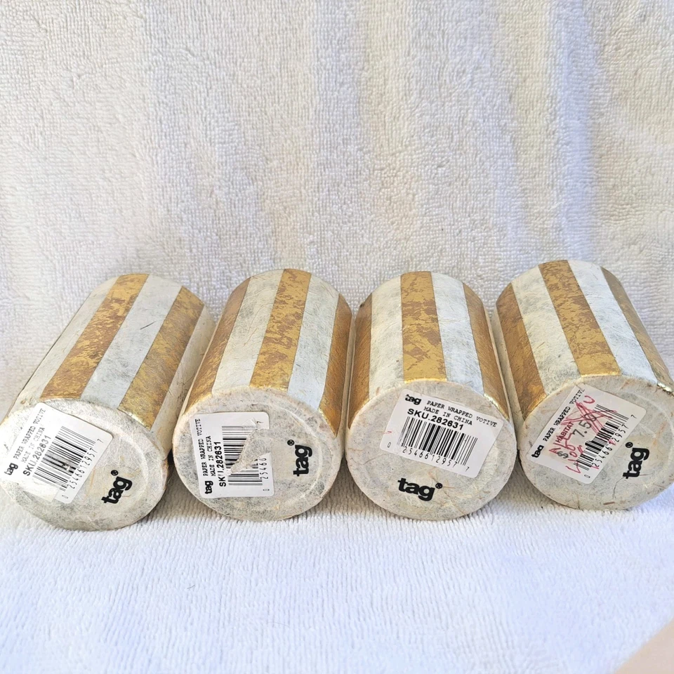 4 candelabros votivos envueltos en papel morera decoración navideña 3,75" T Foto 2 de 4