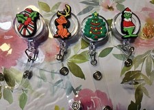 The Grinch Retractable ID Badge Name Tag Holder with Swivel Clip Lot of 4
