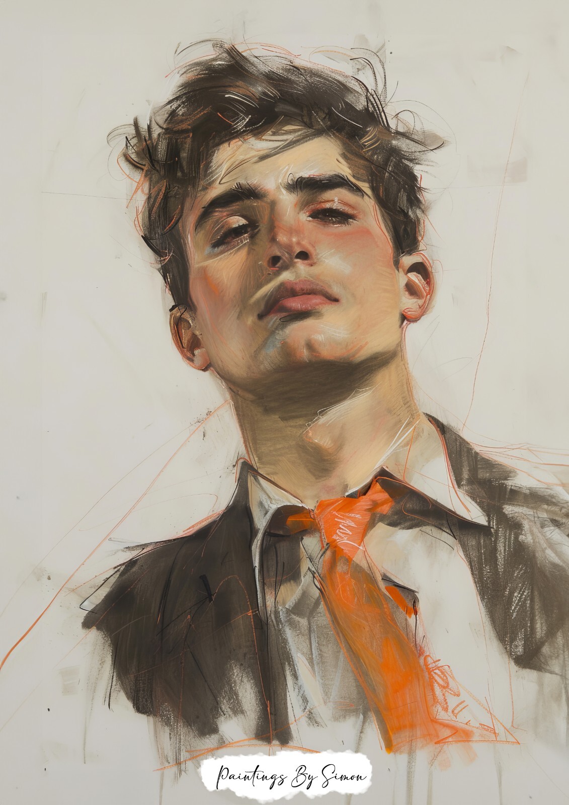 Bold Confident Man Portrait, Oil Painting Print 5"x7" on Matte Paper