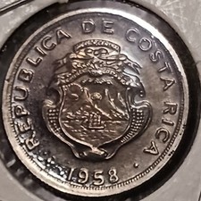 1958 10 Céntimos UNC *Struck In 1959 Costa Rica World Coin 