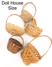 Doll House Wicker Baskets 5 pc Set Vintage Miniature Varied Sizes Lot 3