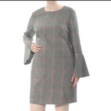 Lauren Ralph Lauren Black Herringbone Bell Sleeve Dress