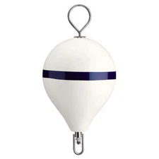 Polyform 17" CM Mooring Buoy w/SS Iron - White Blue Stripe [CM-3-SS WHT W/STR/SS