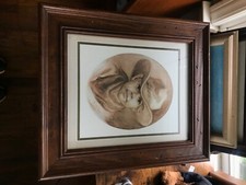 Cowboy Vintage Framed Picture Signed Vel Miller Used VGT Nicks Wear