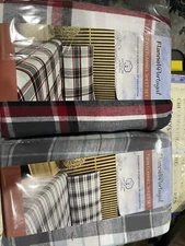 2X FLANNEL FROM PORTUGAL 3 PIECE Twin SIZE SHEET SetGrey&red Plaid Made Portugal